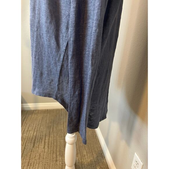 Sundance blue Honey Creek Linen Pintuck Henley Shirttail Hem Long Sleeve M - Picture 4 of 7